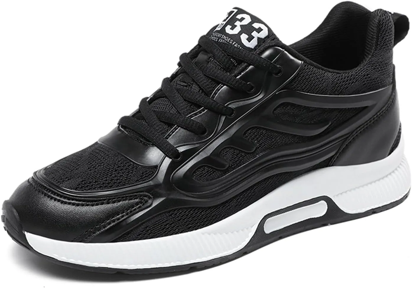 Mens Elevator Sneakers 2.36 Inch Invisible Height Increasing Taller Lifting Shoes Lace up Elevator Shoes Hidden Heel Trainers Fashion Sneakers