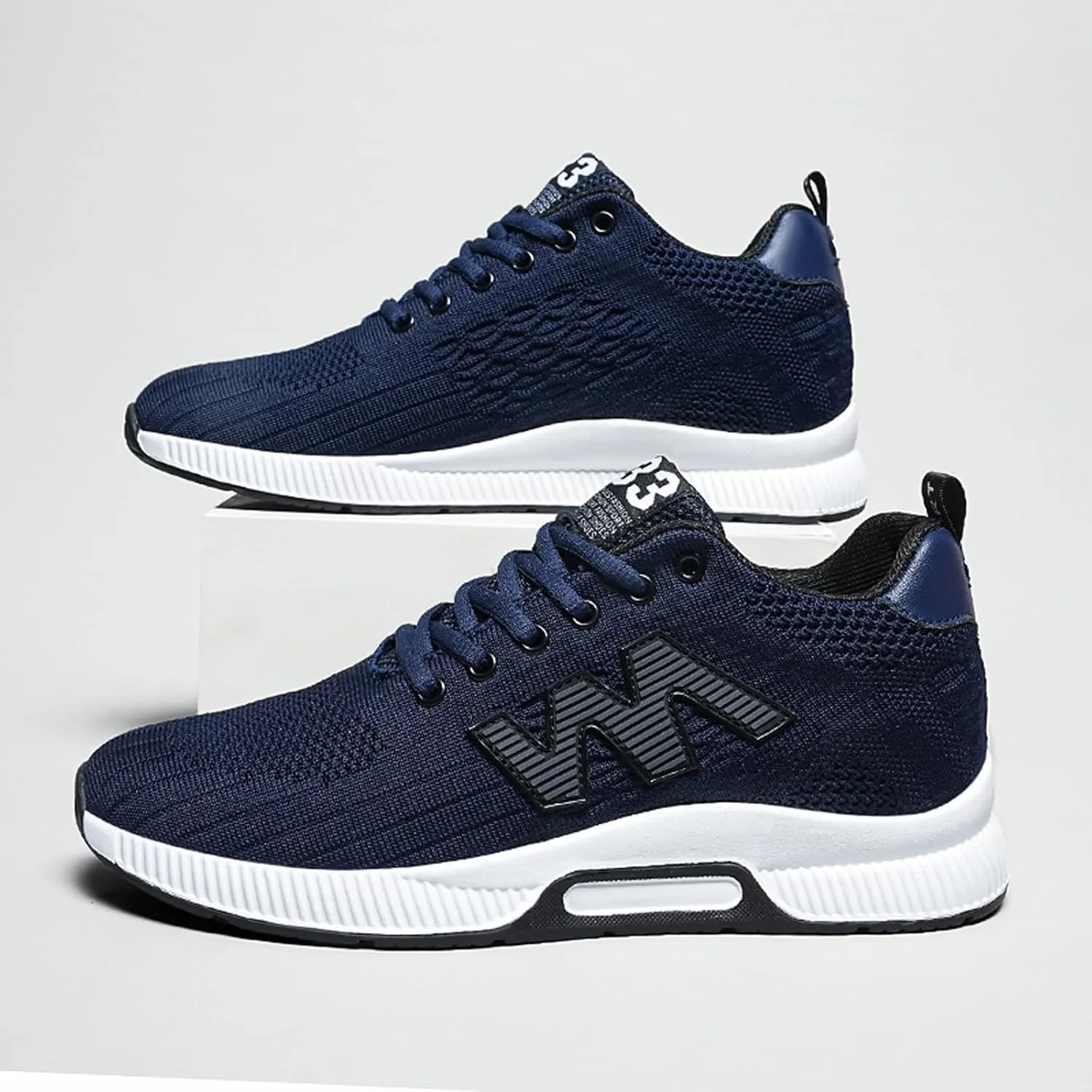 Mens Elevator Sneakers 2.36 Inchs Invisible Height Increasing Elevator Shoes Taller Lace up Hidden Heel Lift Shoes Trainers Fashion Sneakers