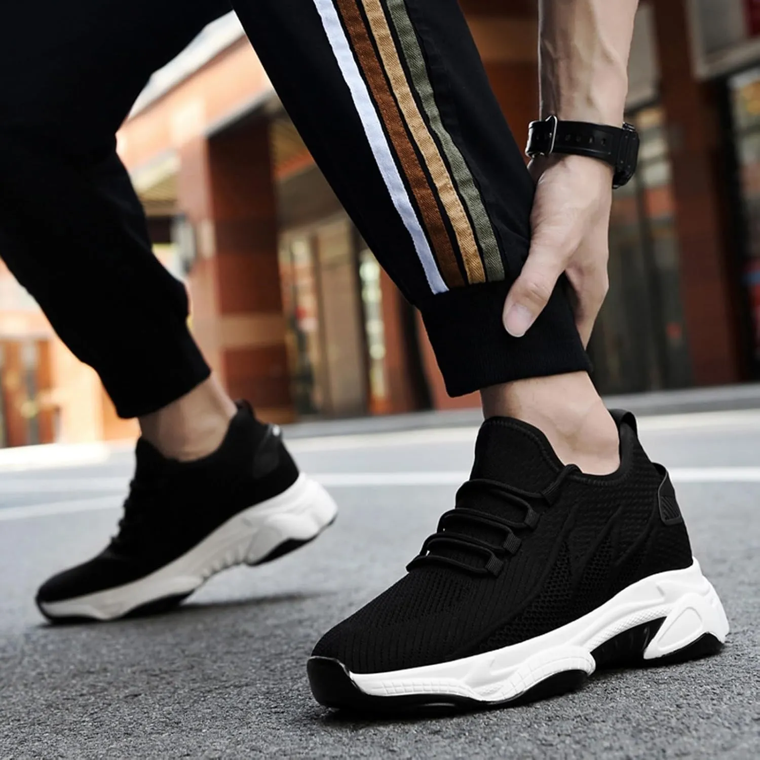 Men's Elevator Sneakers 3 inch Hidden Height Increase Breathable Mesh Lightweight Athletic Casual Shoes for Men