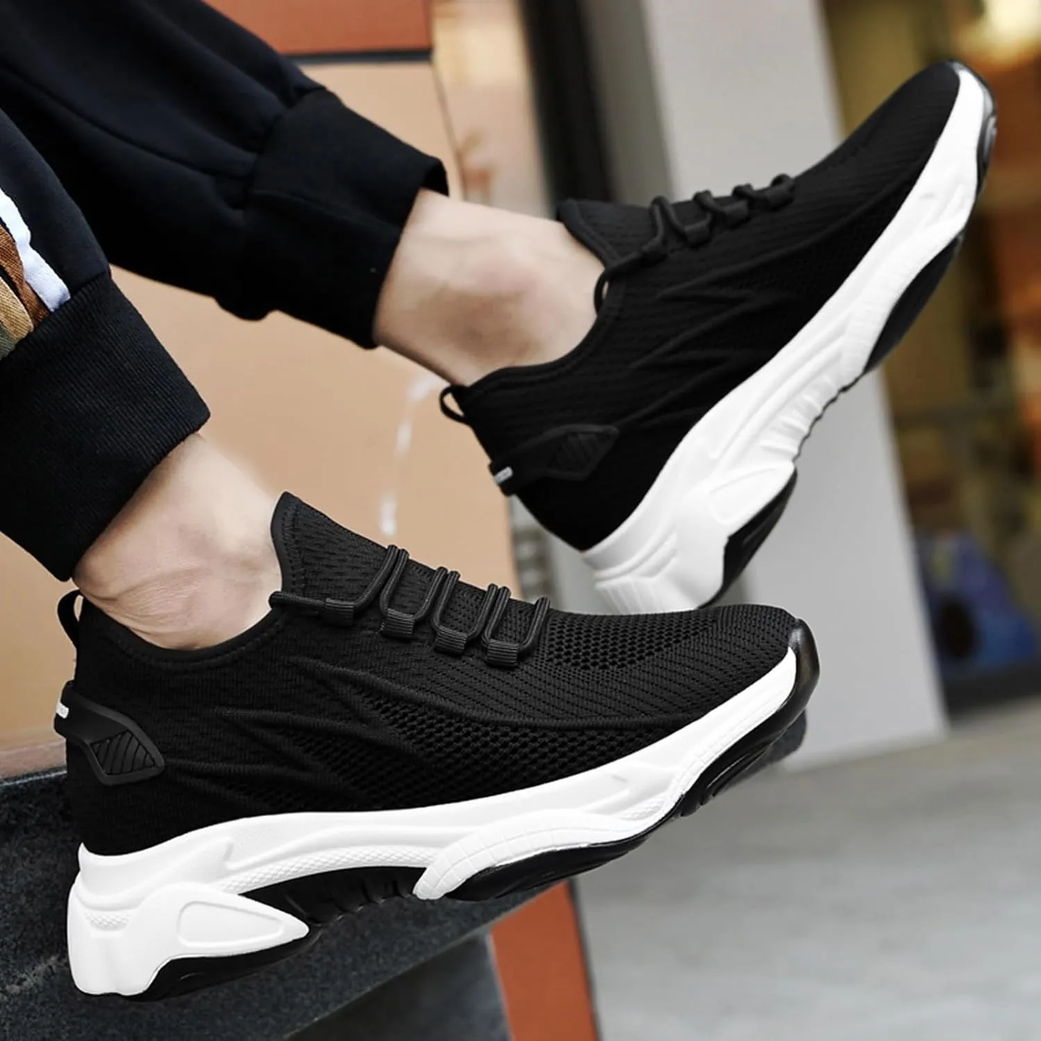 Men's Elevator Sneakers 3 inch Hidden Height Increase Breathable Mesh Lightweight Athletic Casual Shoes for Men