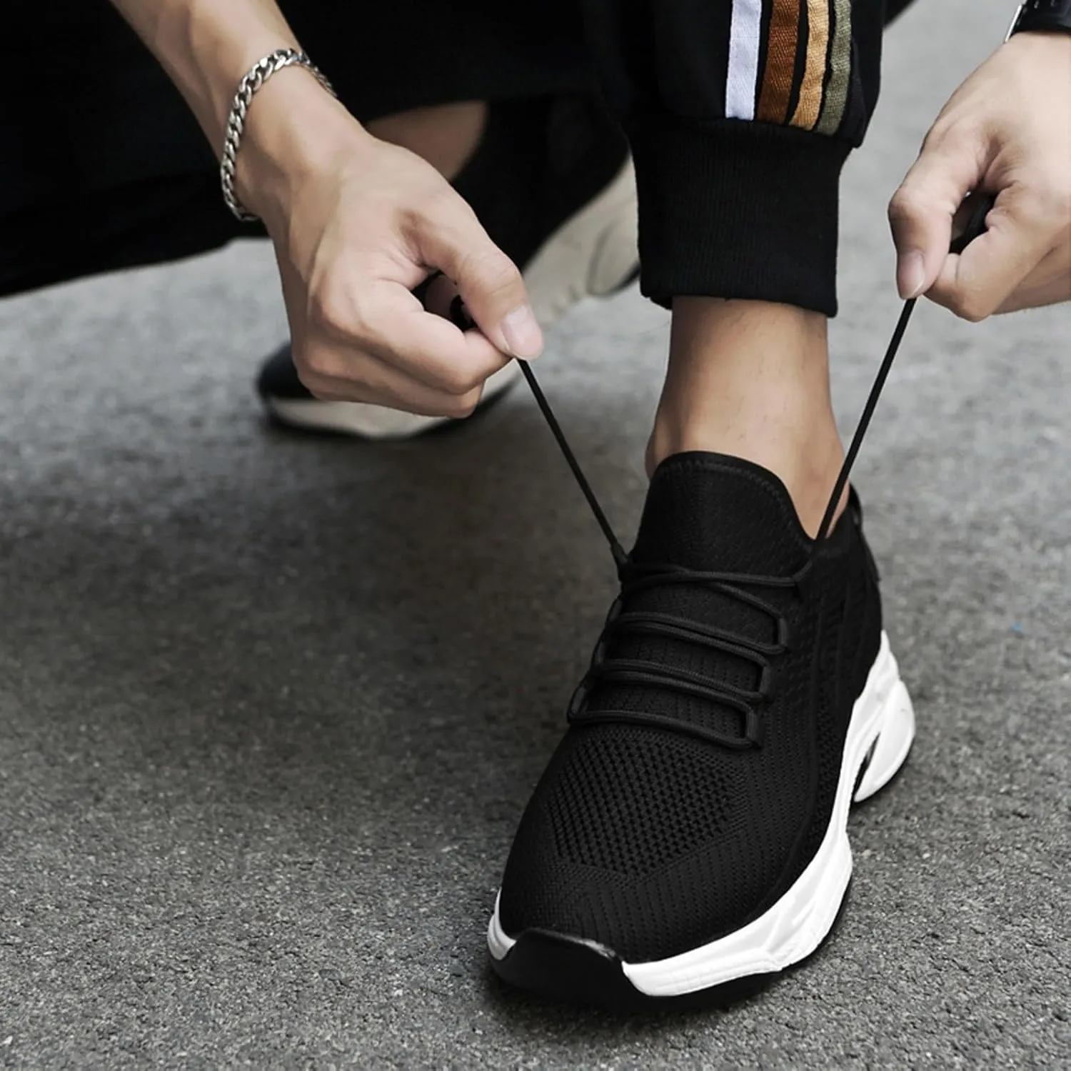Men's Elevator Sneakers 3 inch Hidden Height Increase Breathable Mesh Lightweight Athletic Casual Shoes for Men