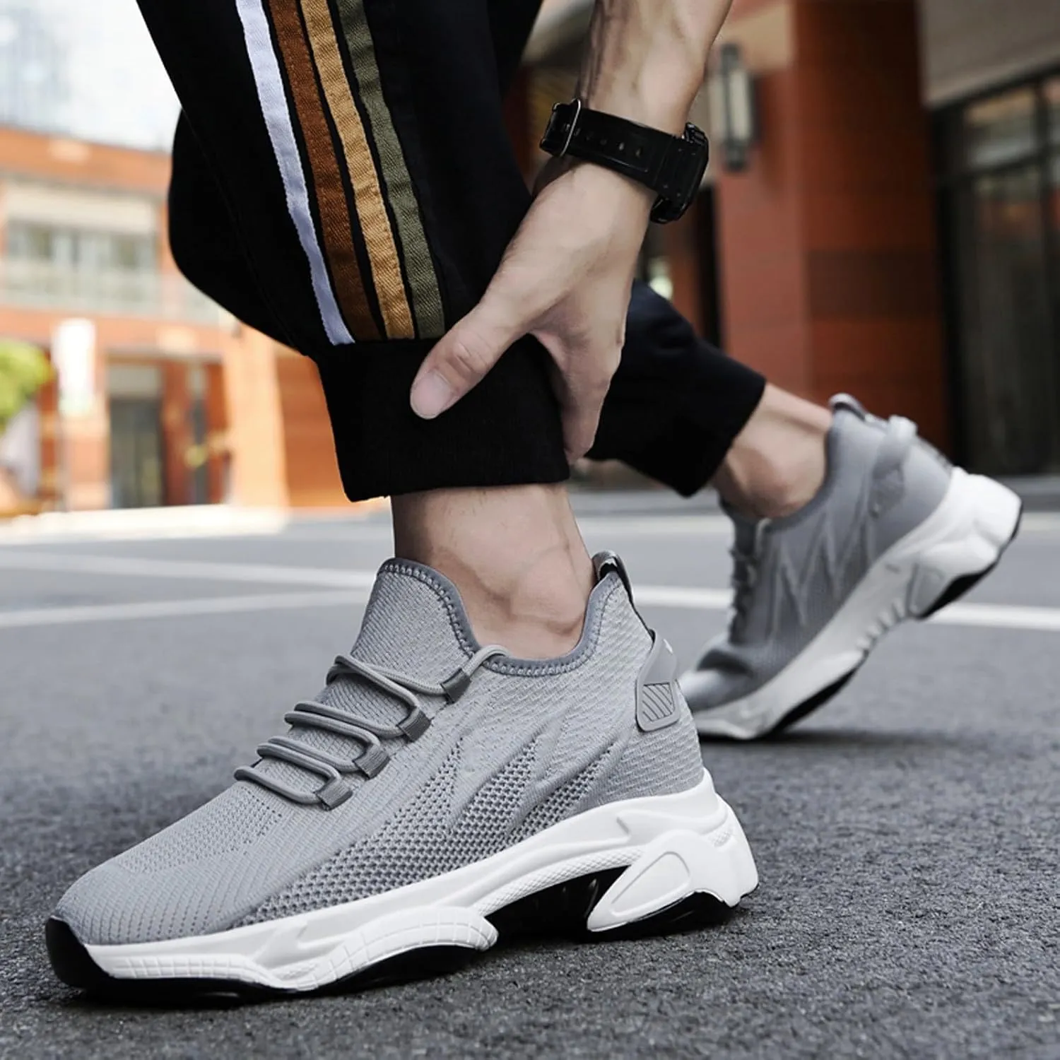 Men's Elevator Sneakers 3 inch Hidden Height Increase Breathable Mesh Lightweight Athletic Casual Shoes for Men