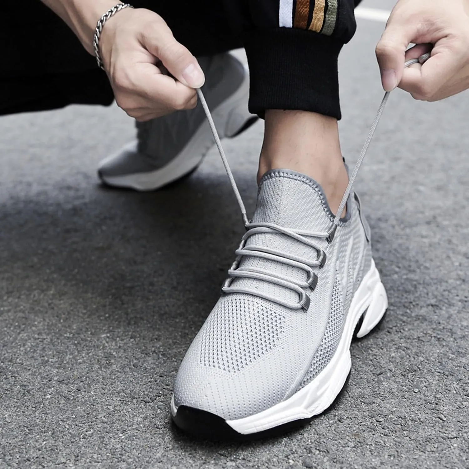 Men's Elevator Sneakers 3 inch Hidden Height Increase Breathable Mesh Lightweight Athletic Casual Shoes for Men