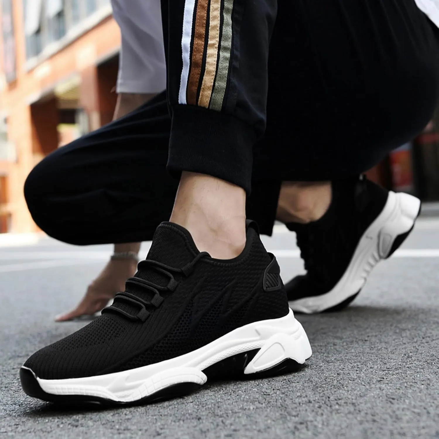Men's Elevator Sneakers 3 inch Hidden Height Increase Breathable Mesh Lightweight Athletic Casual Shoes for Men