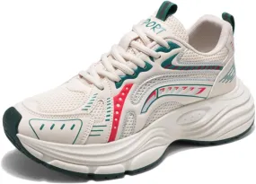 Mens Fashion Breathable Mesh Chunky Lace-Up Sneakers Trendy Platform Walking Workout Dad Running Tennis Shoes