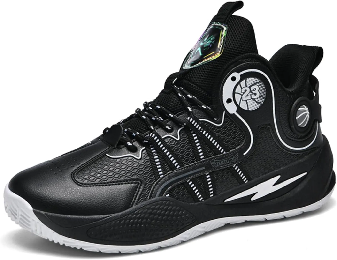 Men's Fashion High Top Lace Up Basketballs Shoes Lightweight Breathable Non-Slip Tennis Sneakers Classic Sports Walking Shoes