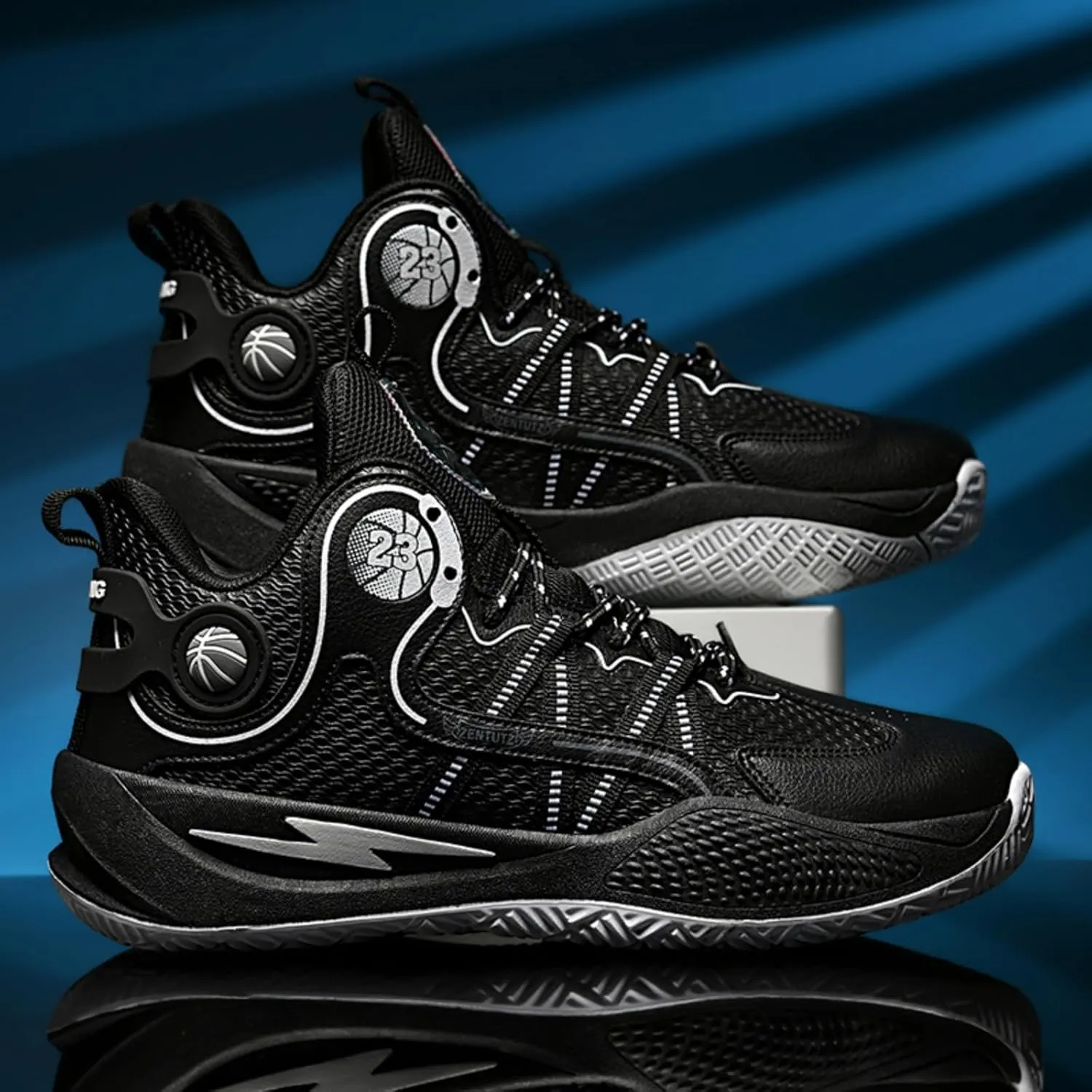 Men's Fashion High Top Lace Up Basketballs Shoes Lightweight Breathable Non-Slip Tennis Sneakers Classic Sports Walking Shoes