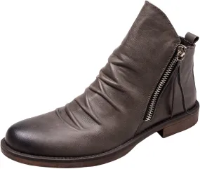 Men's Fashionable Retro Ankle Boots Zipper Sleeve Casual Leather Chukka Boot Water Proof Side Zip Chukka Boots Mens Pack