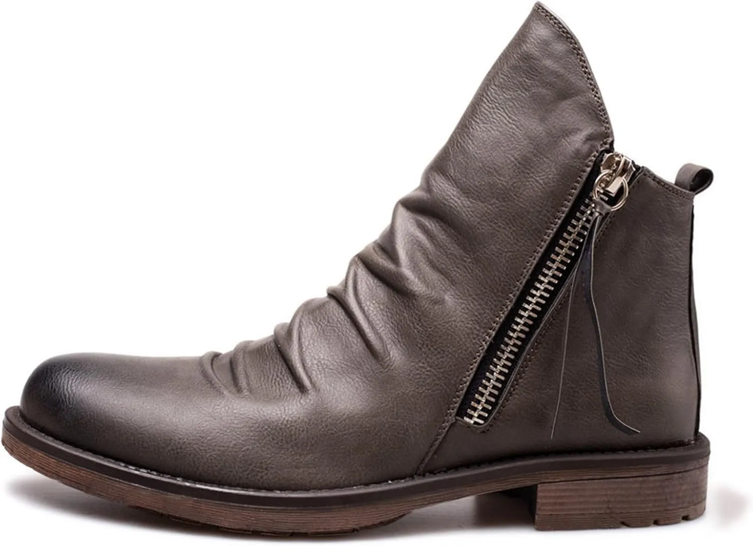Men's Fashionable Retro Ankle Boots Zipper Sleeve Casual Leather Chukka Boot Water Proof Side Zip Chukka Boots Mens Pack