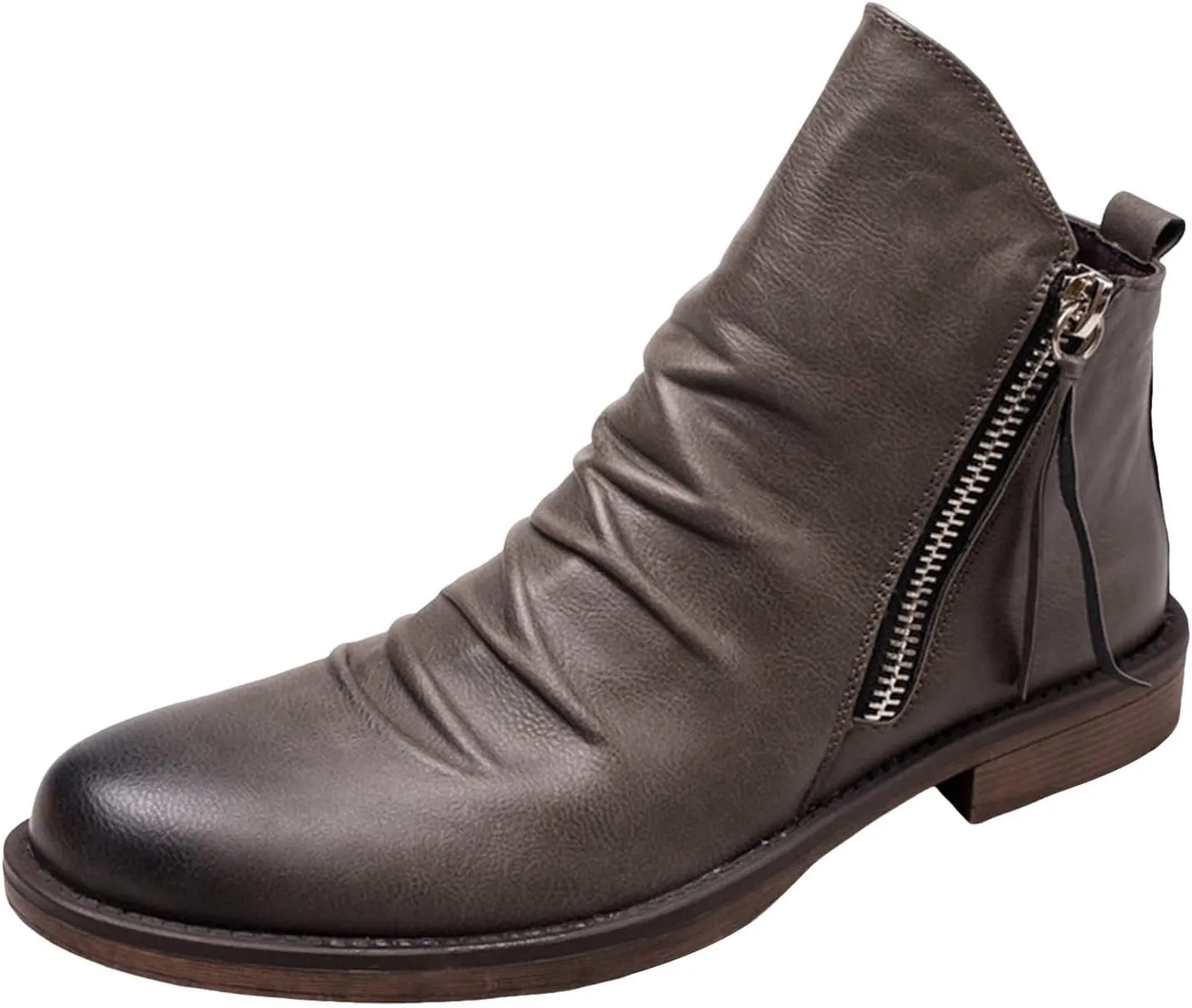 Men's Fashionable Retro Ankle Boots Zipper Sleeve Casual Leather Chukka Boot Water Proof Side Zip Chukka Boots Mens Pack