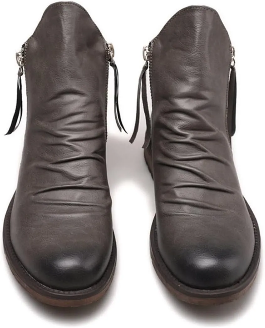 Men's Fashionable Retro Ankle Boots Zipper Sleeve Casual Leather Chukka Boot Water Proof Side Zip Chukka Boots Mens Pack