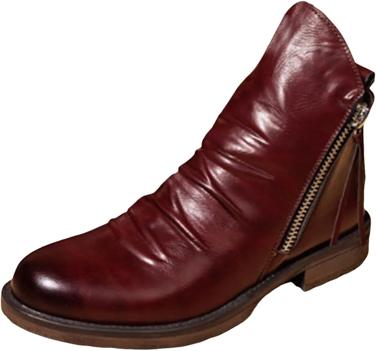 Men's Fashionable Retro Ankle Boots Zipper Sleeve Casual Leather Chukka Boot Water Proof Western Boots Men's Dress Boots