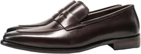 Men's Genuine Leather Loafers, Square Toe Oxford Loafers, Comfortable Flat Heel, Slip-Resistant Outdoor Shoes, Classic Slip-Ons