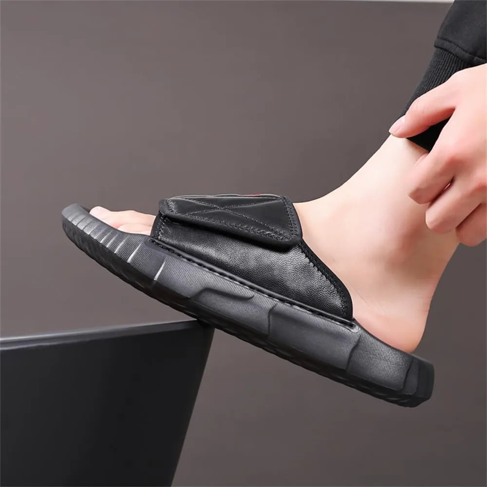 Men's Genuine Leather Slides Men's Slip on Sandal