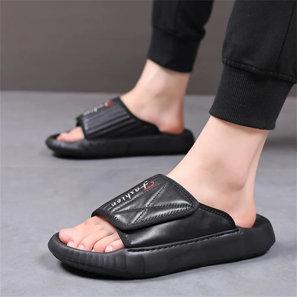 Men's Genuine Leather Slides Men's Slip on Sandal