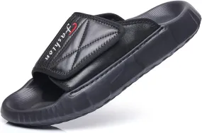 Men's Genuine Leather Slides Men's Slip on Sandal