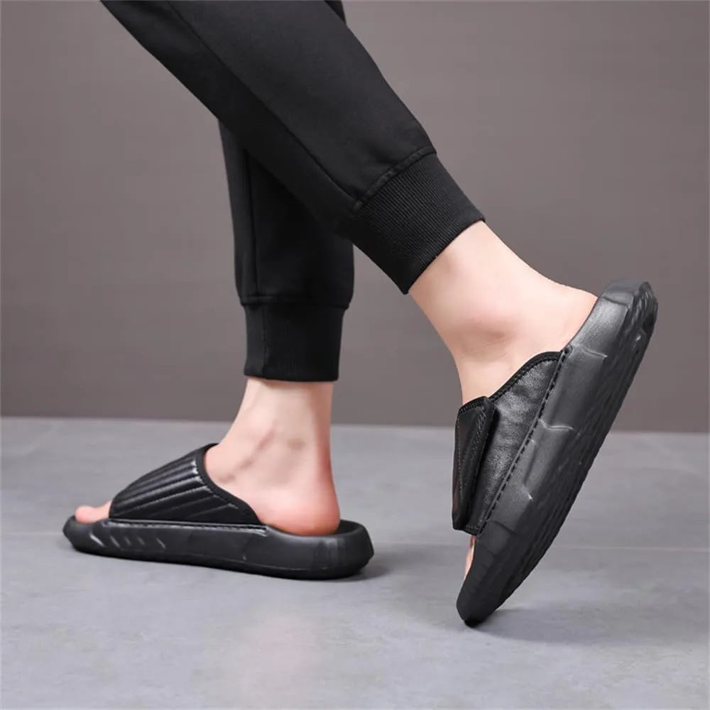 Men's Genuine Leather Slides Men's Slip on Sandal