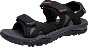 Mens Hiking Sandals With Arch Support Sport Adjustable Recovery Athletic Walking Sandals Outdoor Summer Casual Non Slip Thick Cushion Beach Quick Drying Water Sandal Comfy Wide Barefoot (Black, 10)