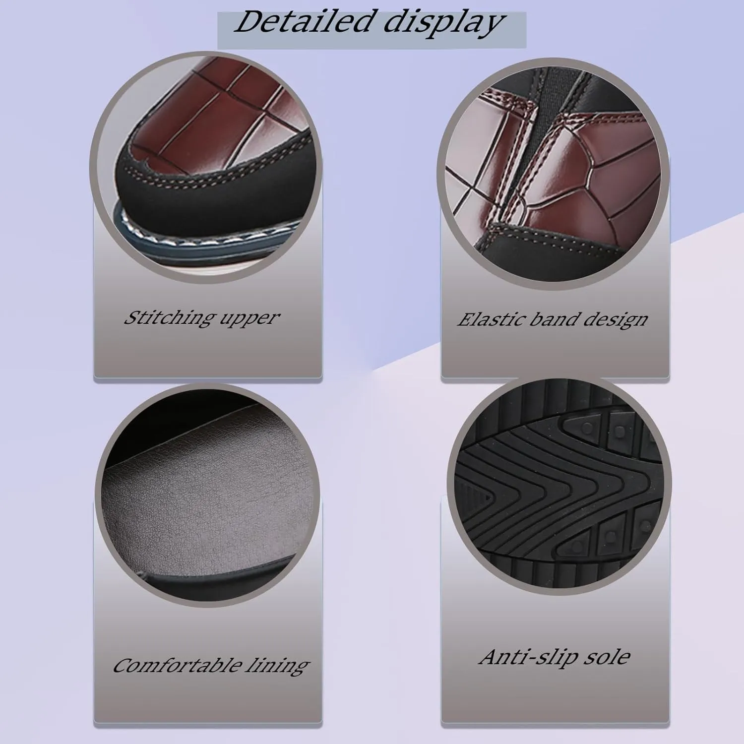 Men's Leather Printed Soft Sole Formal Mules Casual Comfortable Round Toe Flat Non-Slip Backless Lightweight Driving Loafers Business Work Mules
