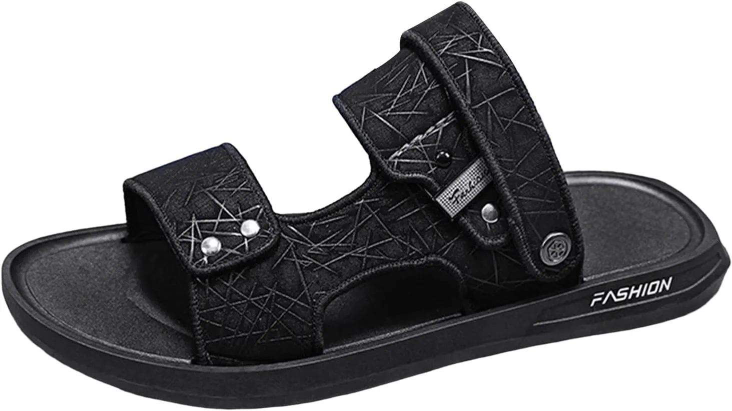 Men's Leather Sandals with Buckle Hiking Sport Sandals Adjustable Lightweight Water Athletic Beach Sandals for Walking Fishing Travel Trekking Camping Non Slip Breathable Fisherman (Black-c, 10)