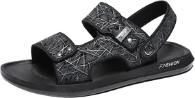 Men's Leather Sandals with Buckle Hiking Sport Sandals Adjustable Lightweight Water Athletic Beach Sandals for Walking Fishing Travel Trekking Camping Non Slip Breathable Fisherman (Grey-c, 8.5)