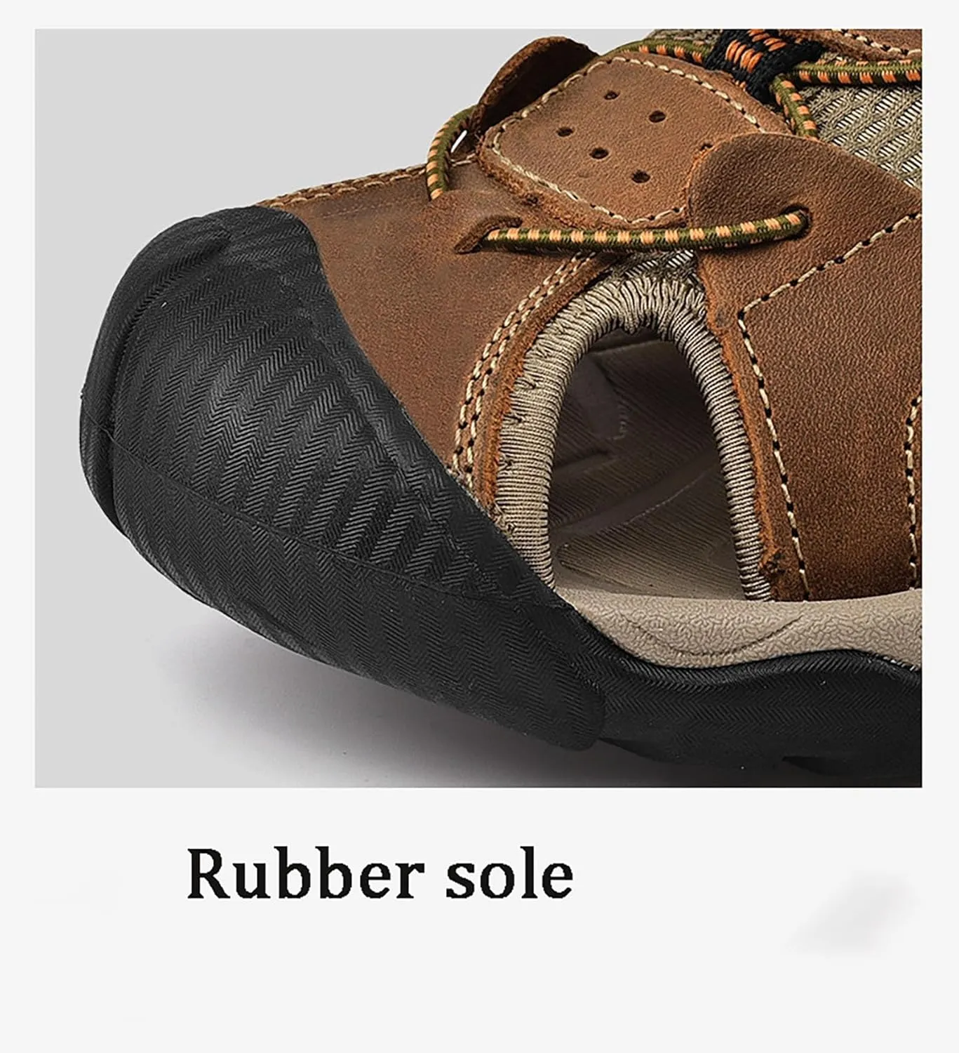 Mens Leather Sports Sandals For Men Closed Toe Hiking Outdoor Athletic Casual Walking Sandals Water Shoes