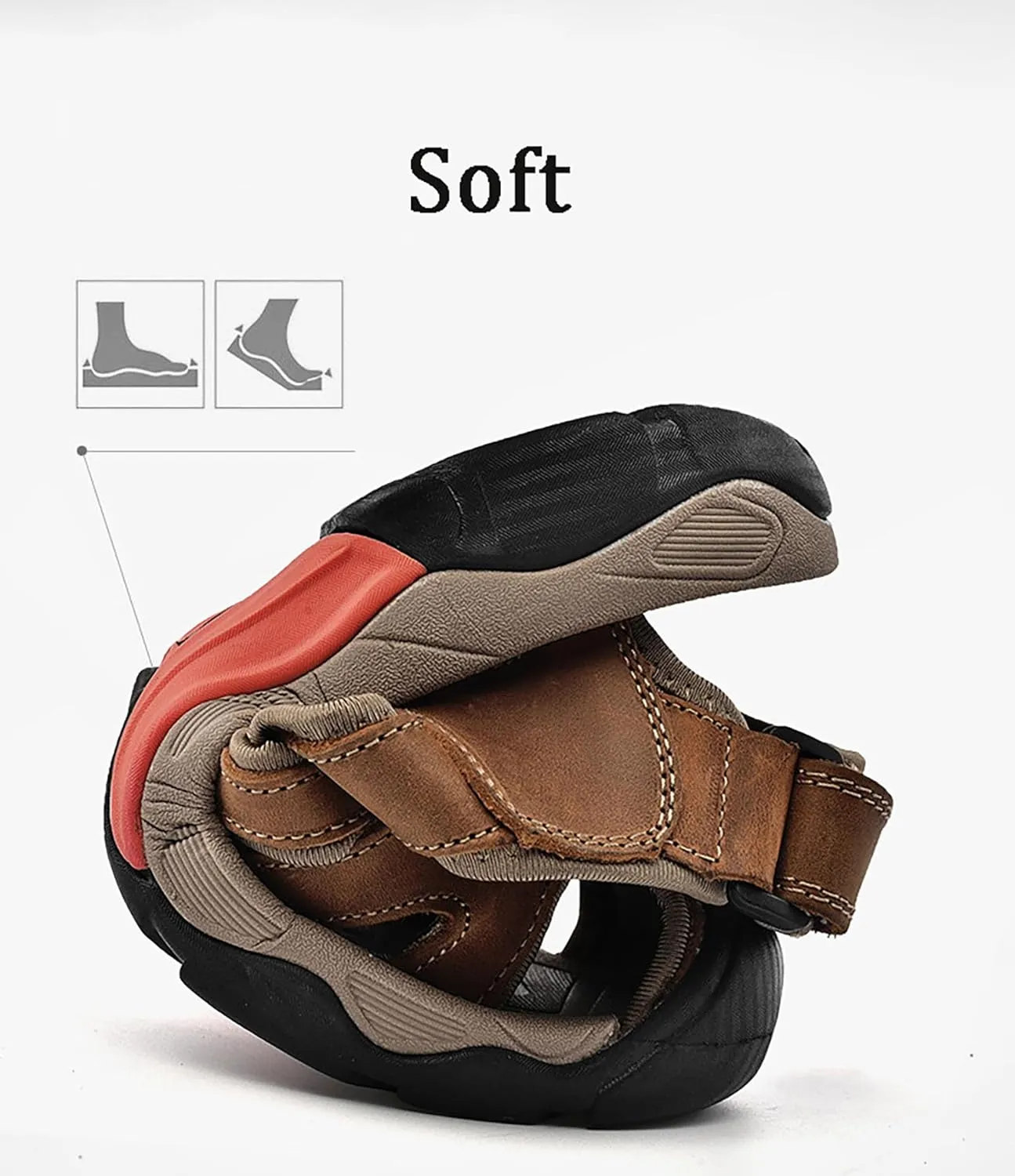 Mens Leather Sports Sandals For Men Closed Toe Hiking Outdoor Athletic Casual Walking Sandals Water Shoes