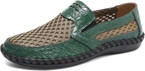 Mens Loafers Round Toe Breathable Loafer Shoes Flexible Anti-Slip Flat Heel Walking Slip On