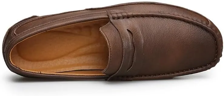 Mens Loafers Square Toe PU Leather Penny Loafers Flexible Lightweight Anti-Slip Classic Walking Slip On