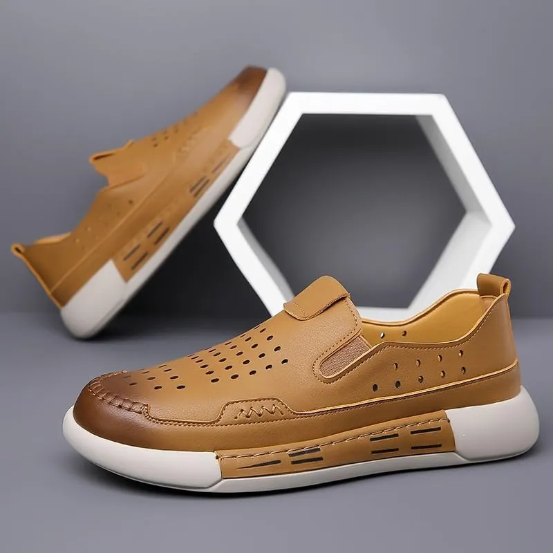 Men's Mesh Oxfords Sneakers Handmade Comfortable Casual Dress Business Slip On Lightweight Walking Shoes for Men