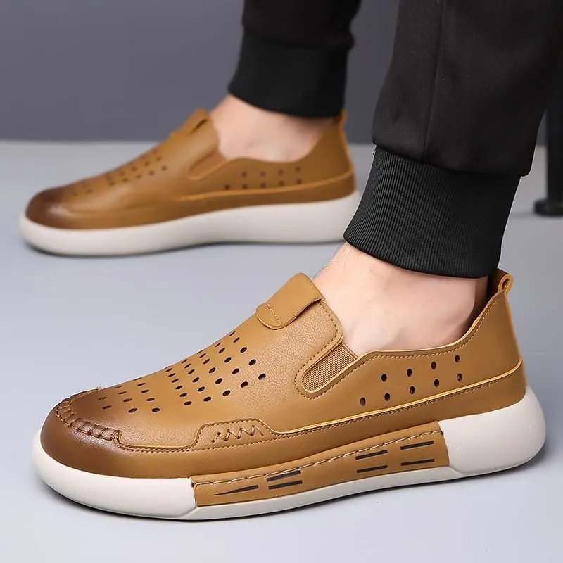 Men's Mesh Oxfords Sneakers Handmade Comfortable Casual Dress Business Slip On Lightweight Walking Shoes for Men