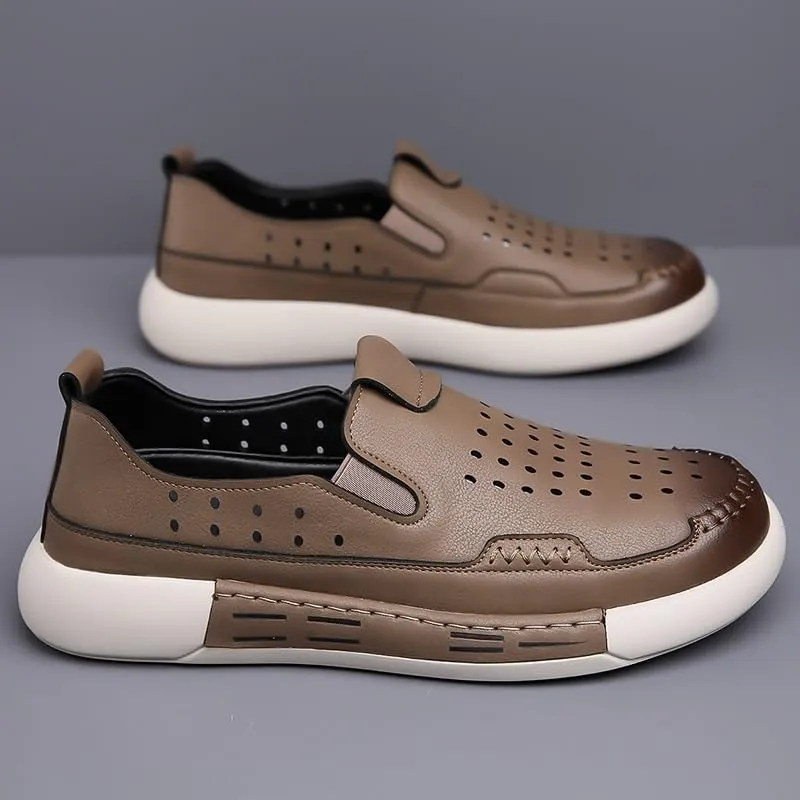 Men's Mesh Oxfords Sneakers Handmade Comfortable Casual Dress Business Slip On Lightweight Walking Shoes for Men