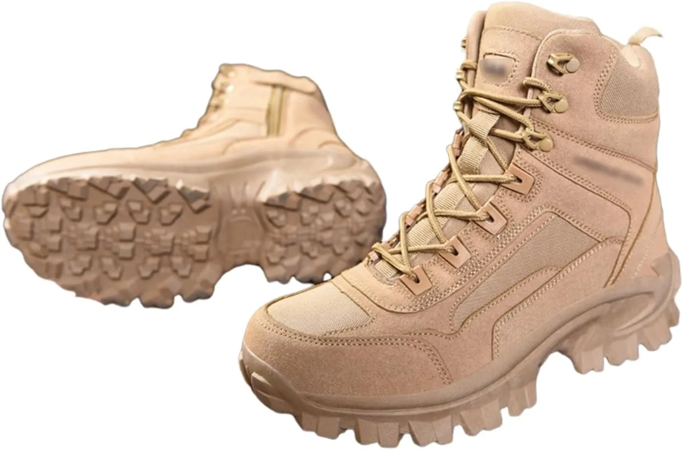 Mens Outdoor Sports Tactical Shoes, Men's Plus Size High Top Tactical Combat Boots with Side Zipper, Lace Up Breathable Military Work Boots, for Tactical, Military, Combat, Hunting