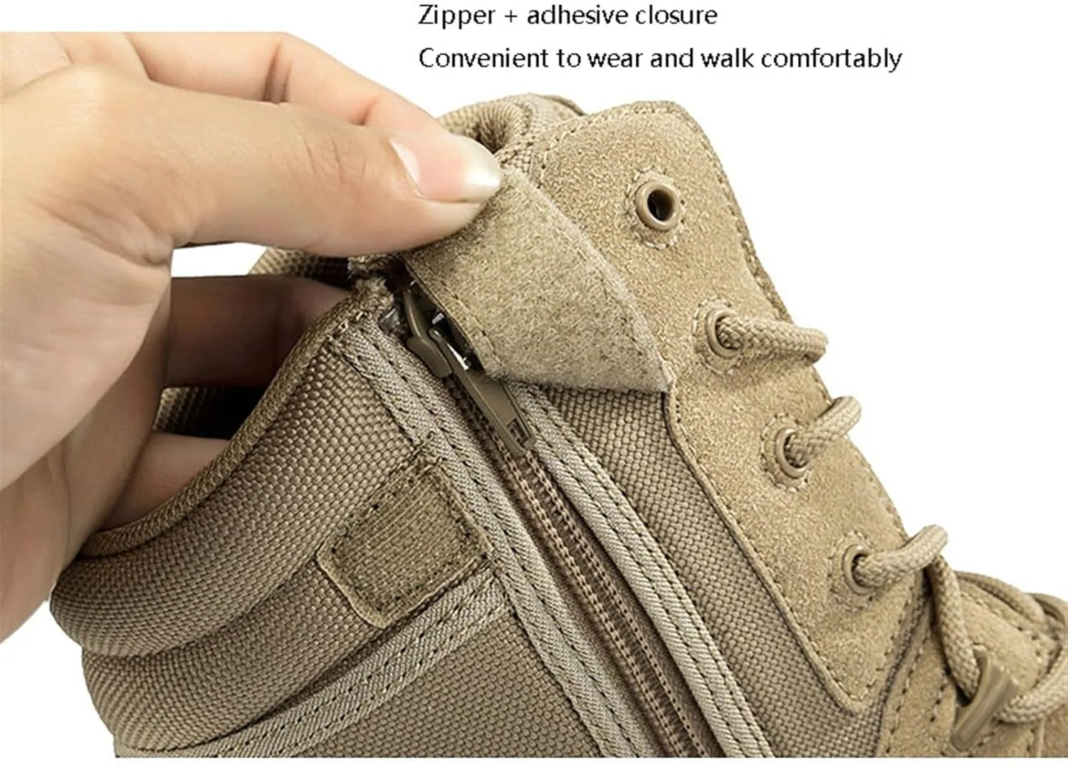 Mens Plus Size High Top Non Slip Military Boots, Men's Outdoor Lace Up Breathable Tactical Boots with Side Zipper, Waterproof Lightweight Combat Boots