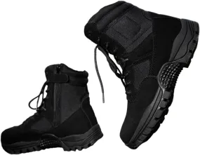 Mens Plus Size High Top Non Slip Military Boots, Men's Outdoor Lace Up Breathable Tactical Boots with Side Zipper, Waterproof Lightweight Combat Boots