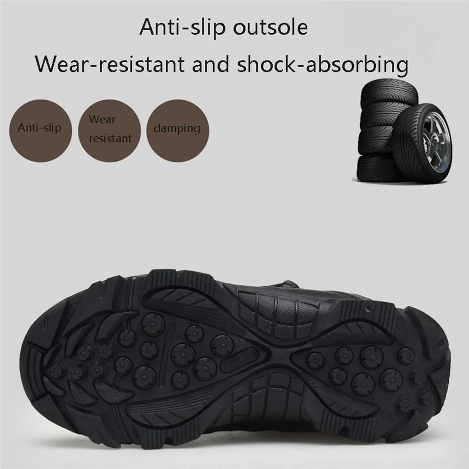 Men's Plus Size High Top Tactical Boots, Men's Side Zip Style Composite Toe Slip Resistant Work Boot, Lace Up Breathable Desert Boots, for Fishing, Jungle, Running, Mountaineering