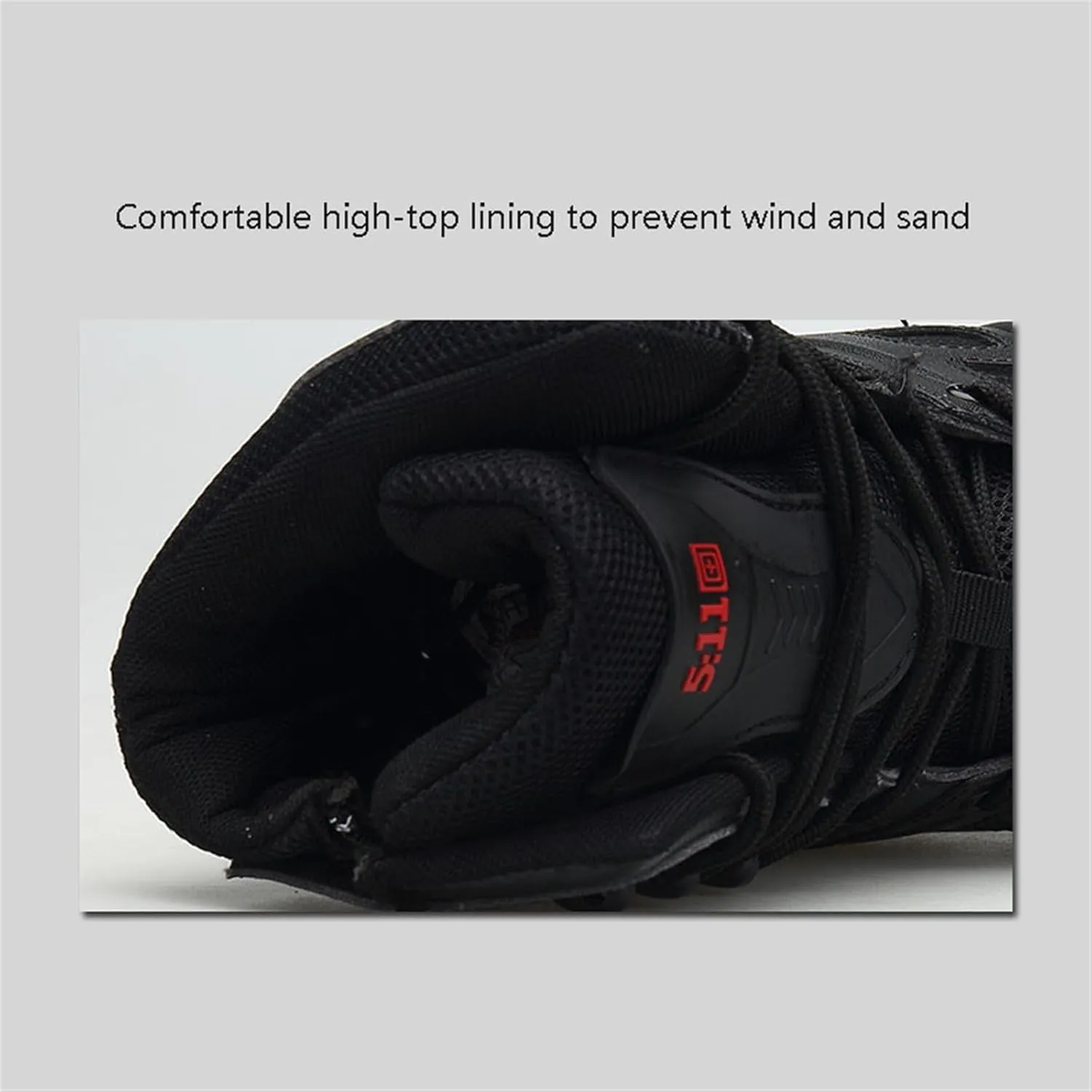 Men's Plus Size High Top Tactical Boots, Men's Side Zip Style Composite Toe Slip Resistant Work Boot, Lace Up Breathable Desert Boots, for Fishing, Jungle, Running, Mountaineering