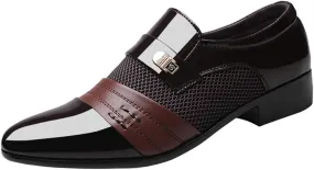 Mens Slip on Business Formal Shoes Breatheble Dress Shoes Men Arch Support Walking Leather Shoe Cap Toe Slip on Oxfords Men Casual Office Work Shoe Low Heel Summer Comfortable Oxfords