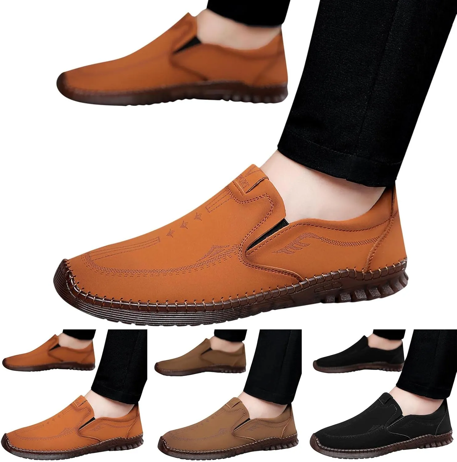 Men's Slip on Walking Shoes Comfy Knitted Memory Foam Breathable Mesh Fashion Sneakers Non Slip Travel Jogging Athletic Running Shoes