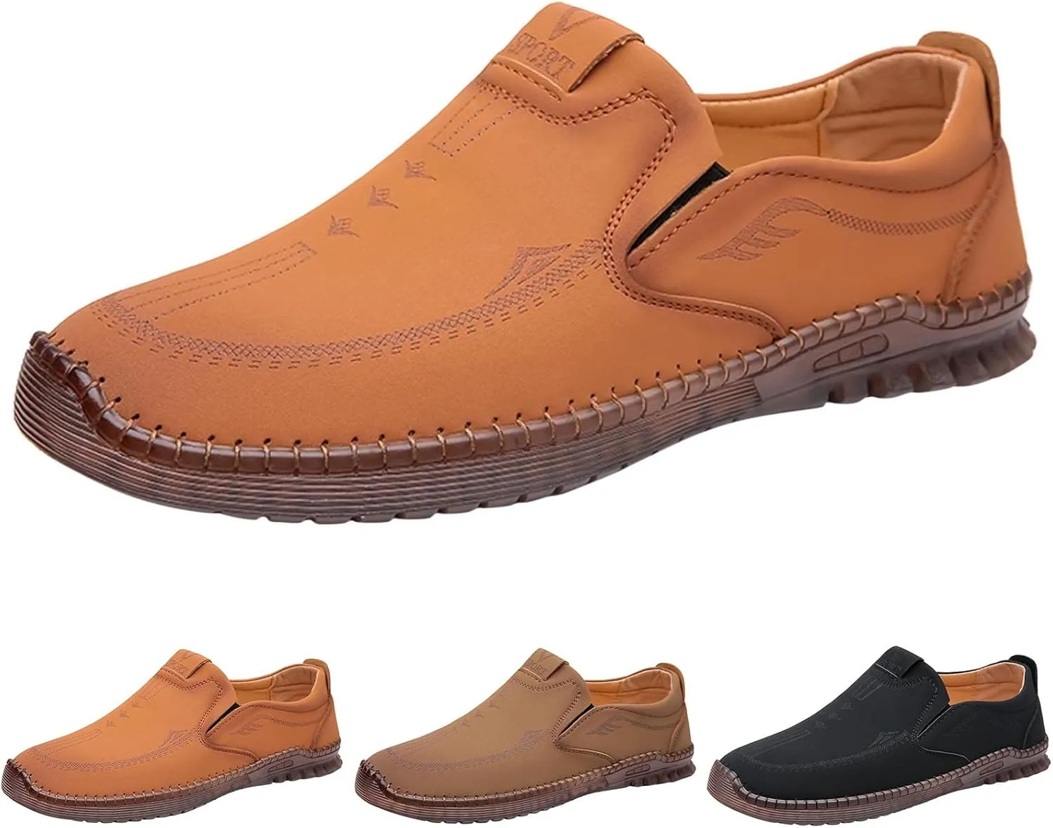 Men's Slip on Walking Shoes Comfy Knitted Memory Foam Breathable Mesh Fashion Sneakers Non Slip Travel Jogging Athletic Running Shoes