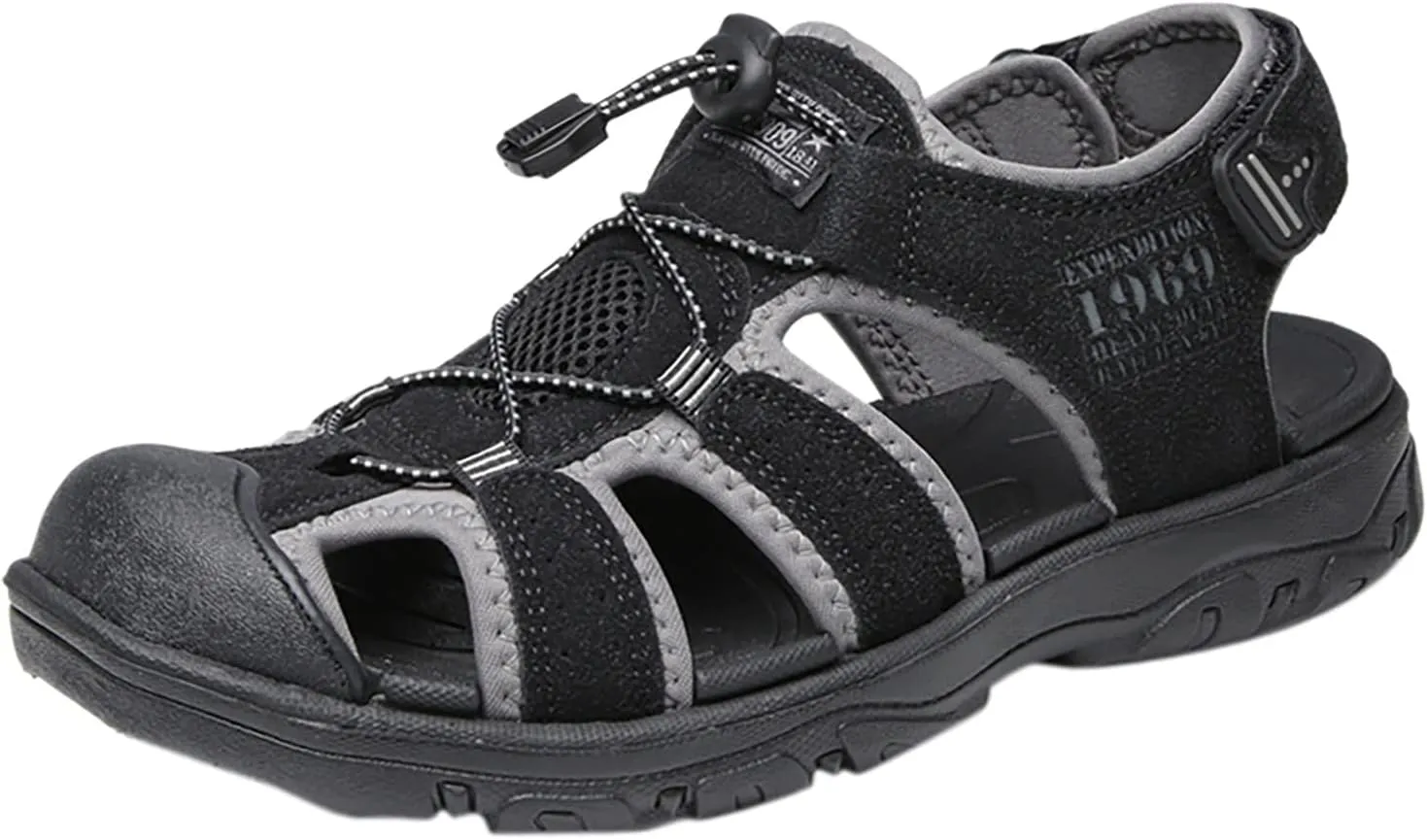 Men's Sport Sandals Athletic Lightweight Walking Casual Sandals with Adjustable Strap for Outdoor Wading Beach Close Toe Breathable Sandal with Arch Support