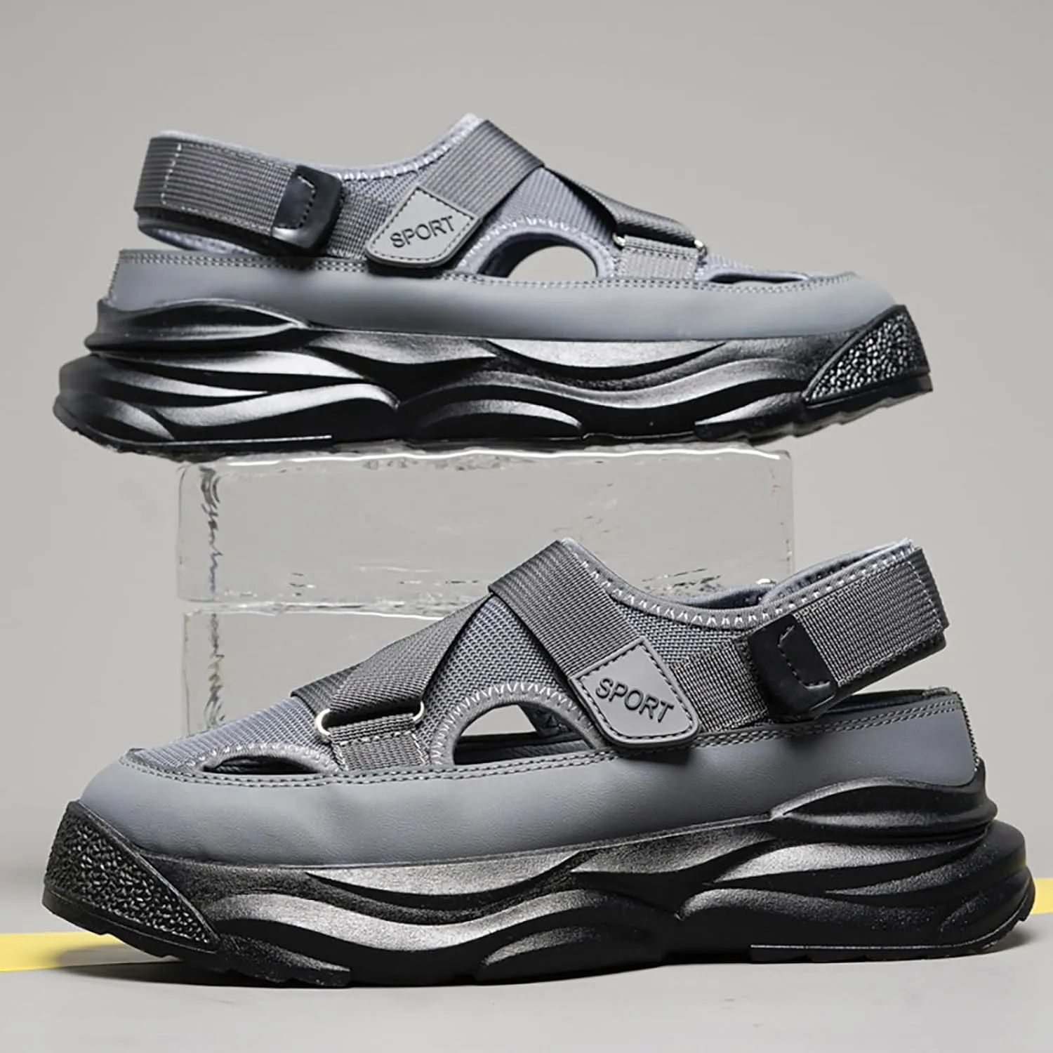 Men's Sport Sandals Non Slip Close Toe with Adjustable Strap for Summer Walking Men's Hiking Sandals with Arch Support