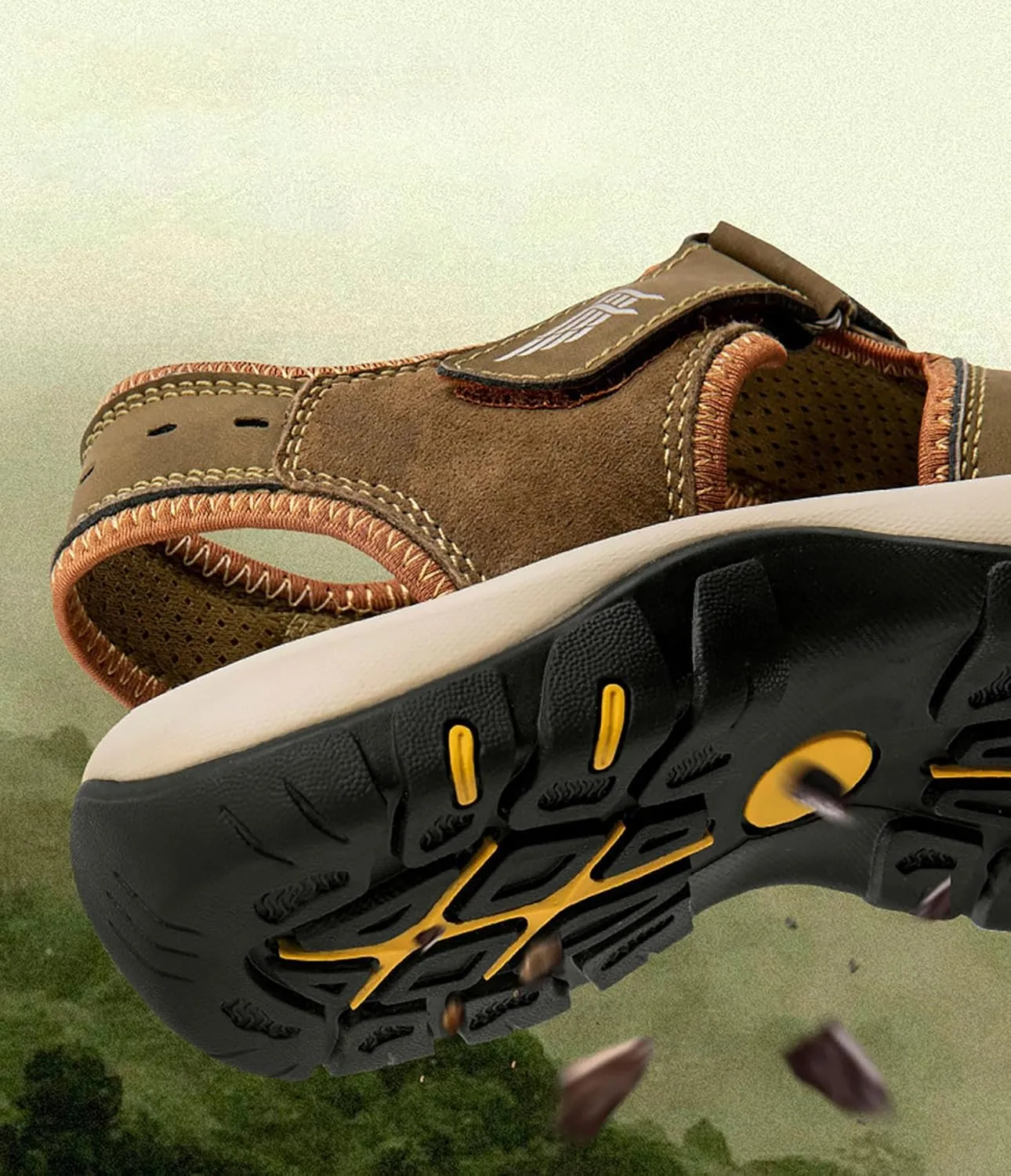 Men's Sport Sandals Outdoor Hiking Sandals Closed Toe Leather Athletic Lightweight Water Shoes