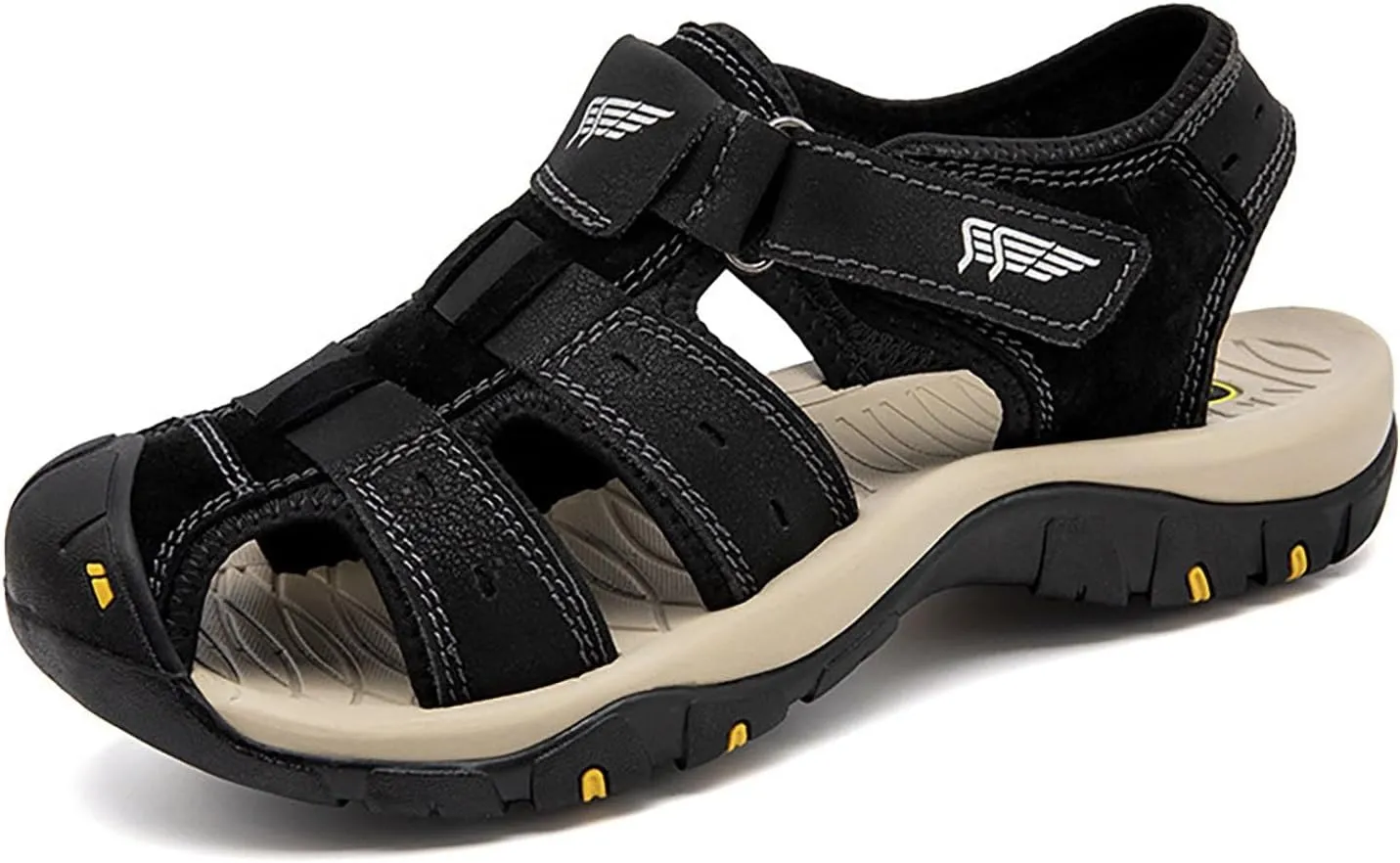Men's Sport Sandals Outdoor Hiking Sandals Closed Toe Leather Athletic Lightweight Water Shoes