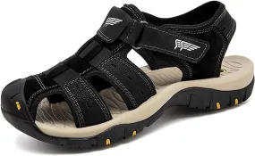 Men's Sport Sandals Outdoor Hiking Sandals Closed Toe Leather Athletic Lightweight Water Shoes