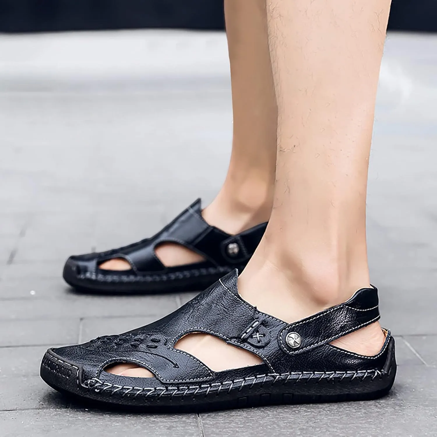 Men's Summer Breathable Sandals Comfortable Casual Closed Toe Summer Fisherman Sandal Shoes