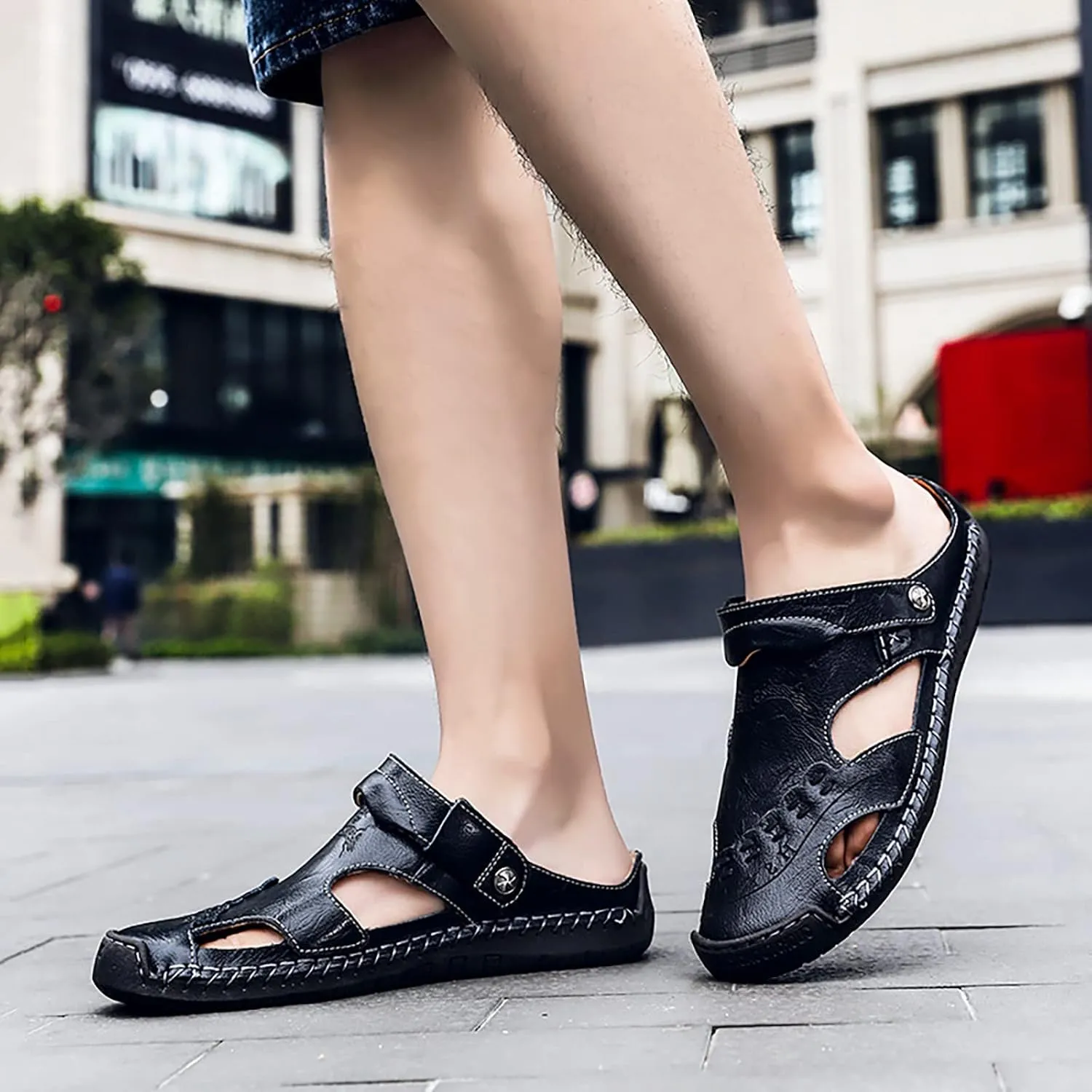 Men's Summer Breathable Sandals Comfortable Casual Closed Toe Summer Fisherman Sandal Shoes