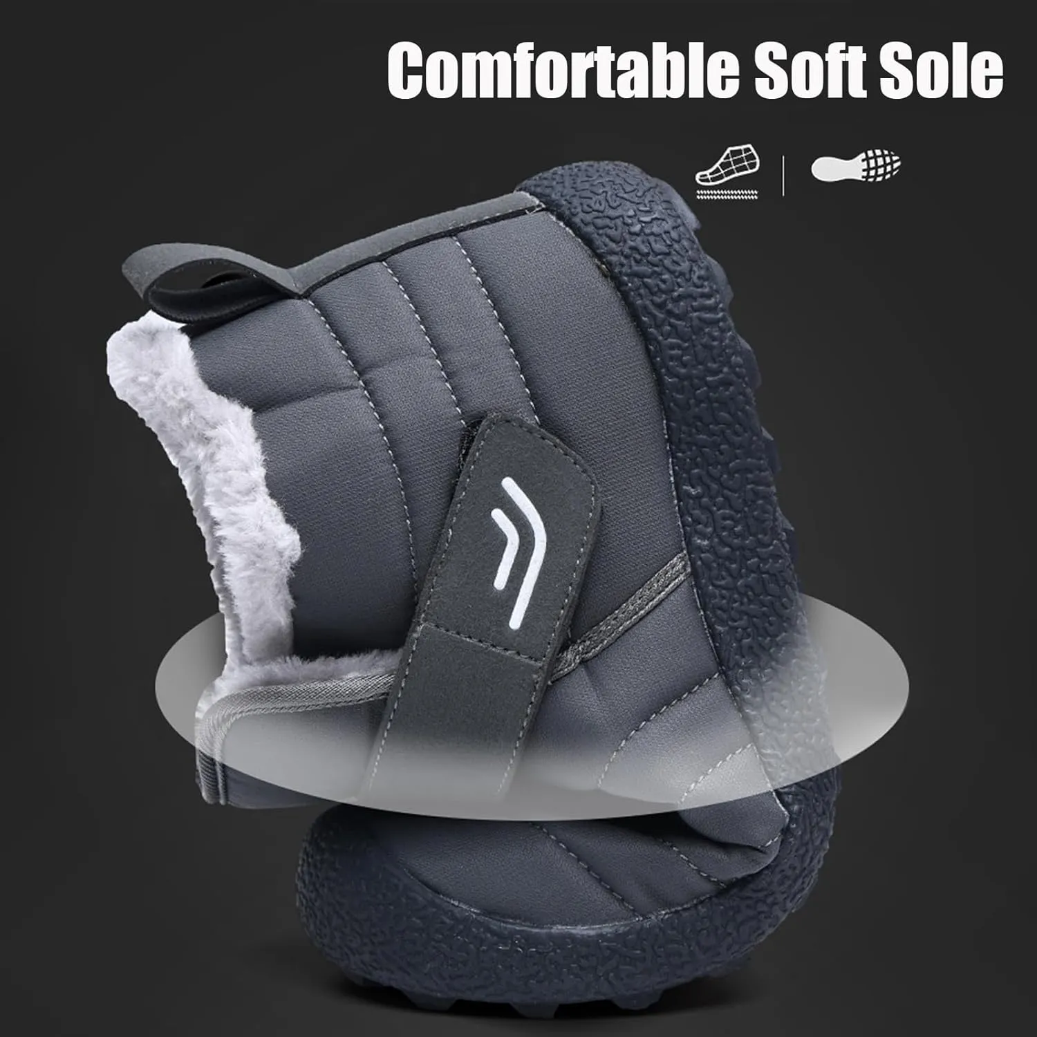 Men's Umbrella Hook Loop Platform Snow Boots Comfortable Round Toe Warm Non-Slip Tfully Fur Lined Ankle Boots Winter Casual Snow Warm Cotton Shoes