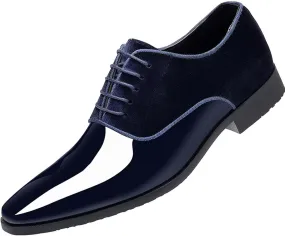 Men's Vintage High Gloss Dress Shoes Patchwork Patent Leather Suede Oxford Formal Business Suit Tuxedo Shoe Party Dressy Footwear