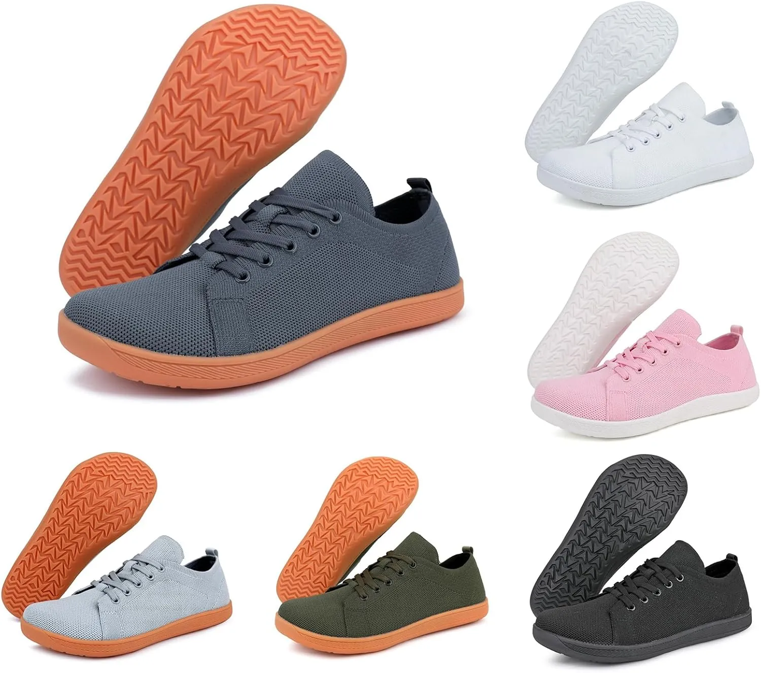 Mens Womens Minimalist Zero Drop Sole Walking Shoes,Outdoor Wide Toe Box Hiking Sneakers,Non-Slip Breathable Lace Up Athletic Shoes,Summer Casual Arch Support Sneaker for Running Jogging